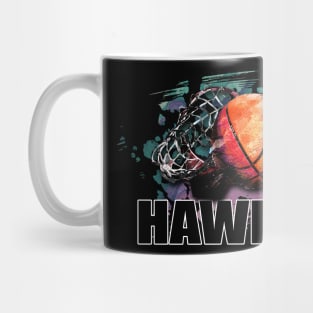 Retro Pattern Hawks Basketball Classic Style Mug